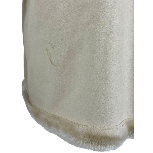 Vintage Y2K Esprit Cream Faux Suede Shearling Penny Lane Hooded Coat • Cozy Boho - Picture 12 of 16